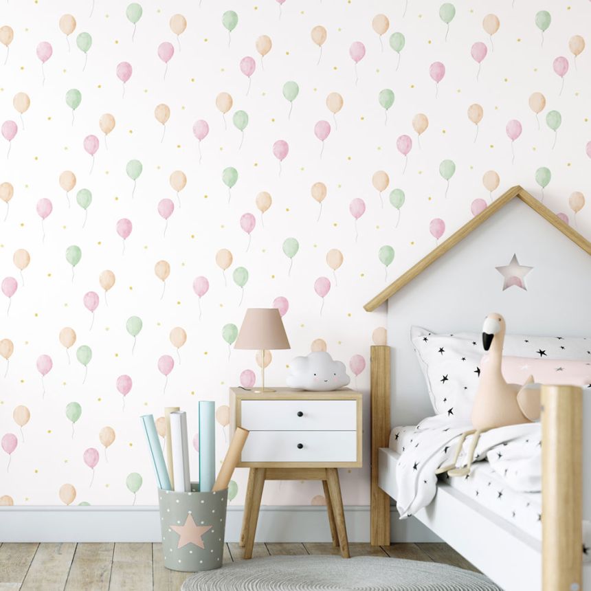 Dětská vliesová tapeta s balonky a hvězdičkami, 970-1, Mika,  ICH Wallcoverings