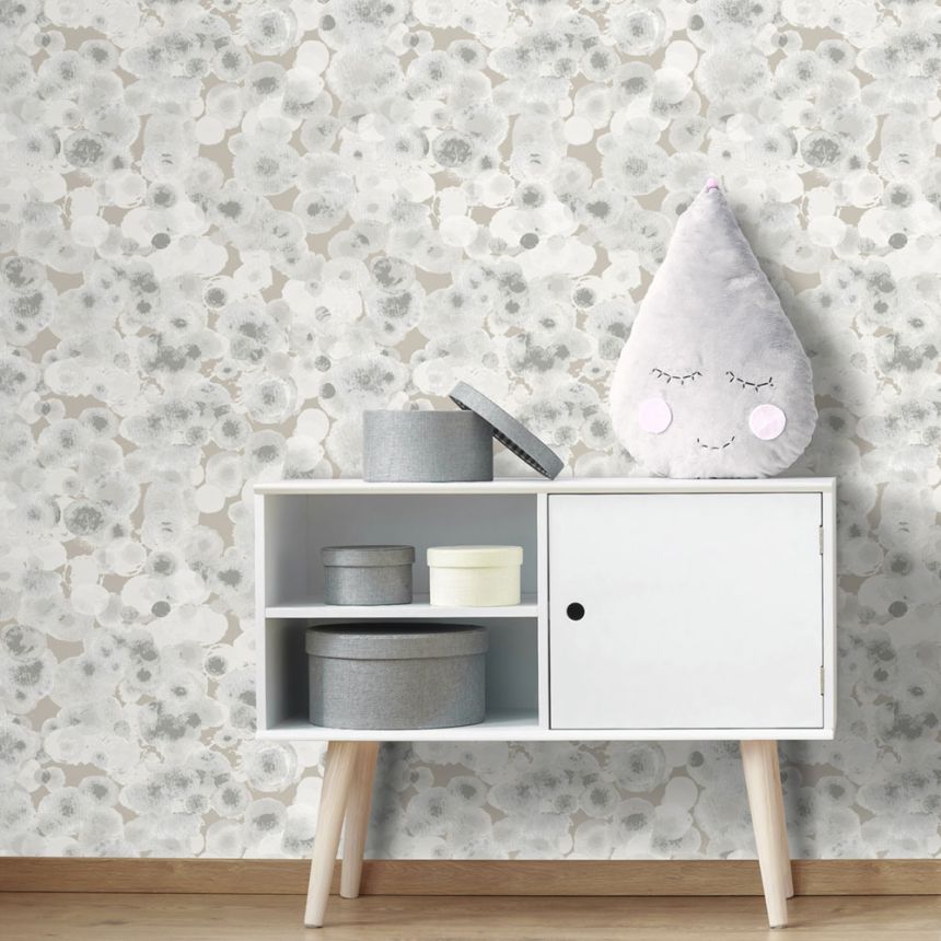 Dětská béžová vliesová tapeta na zeď, bubliny, M1054-4, Mika,  ICH Wallcoverings