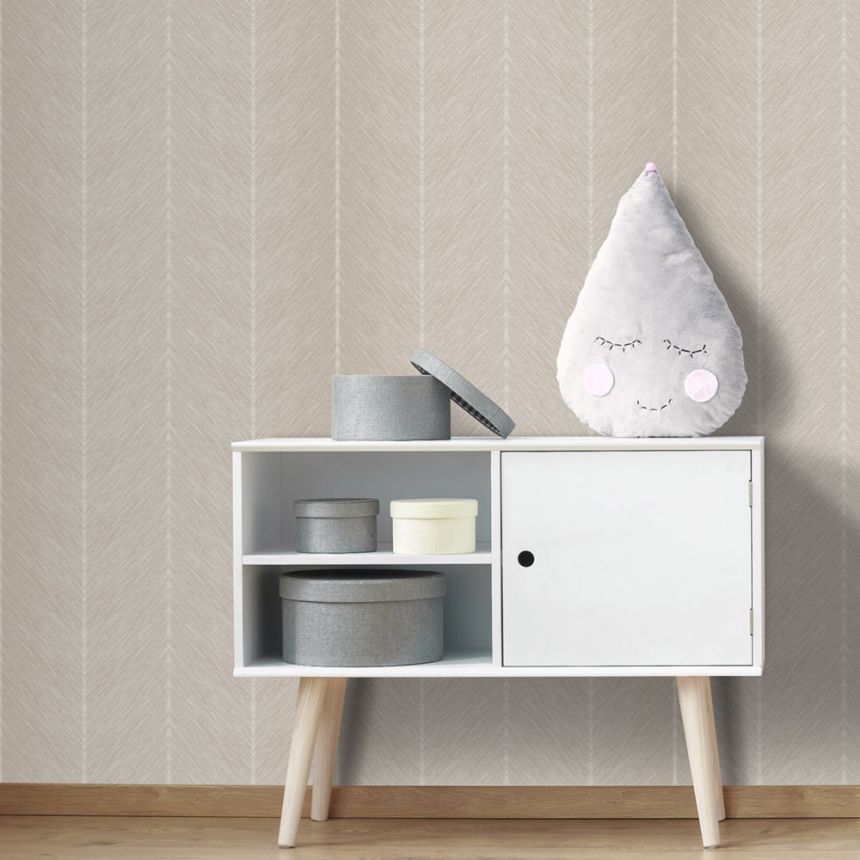 Béžová vliesová tapeta na zeď,  cik cak vzor, M1803-5, Mika,  ICH Wallcoverings