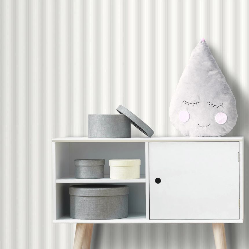 Šedo-bílá proužkovaná vliesová tapeta na zeď, MG56642, Mika,  ICH Wallcoverings