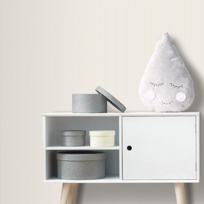 Béžovo-bílá proužkovaná vliesová tapeta na zeď, MG56645, Mika,  ICH Wallcoverings