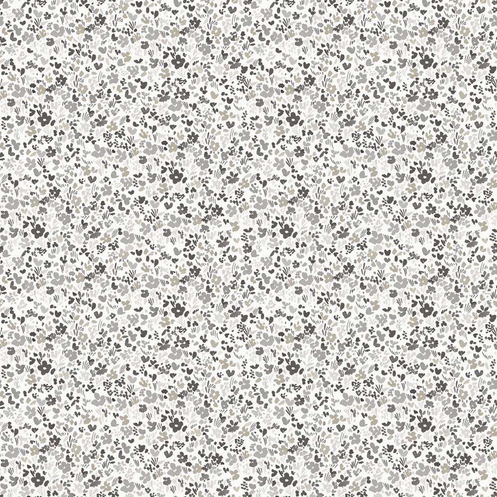 Šedo-bílá květinová vliesová tapeta na zeď, MG56667, Mika,  ICH Wallcoverings
