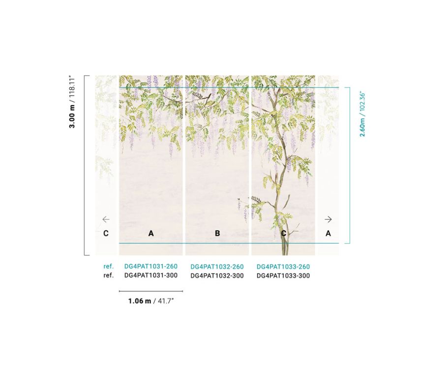 Vliesová fototapeta na zeď, květiny, stromy, Vistárie, DG4PAT1033-260, Wall Designs IV, Khroma by Masureel