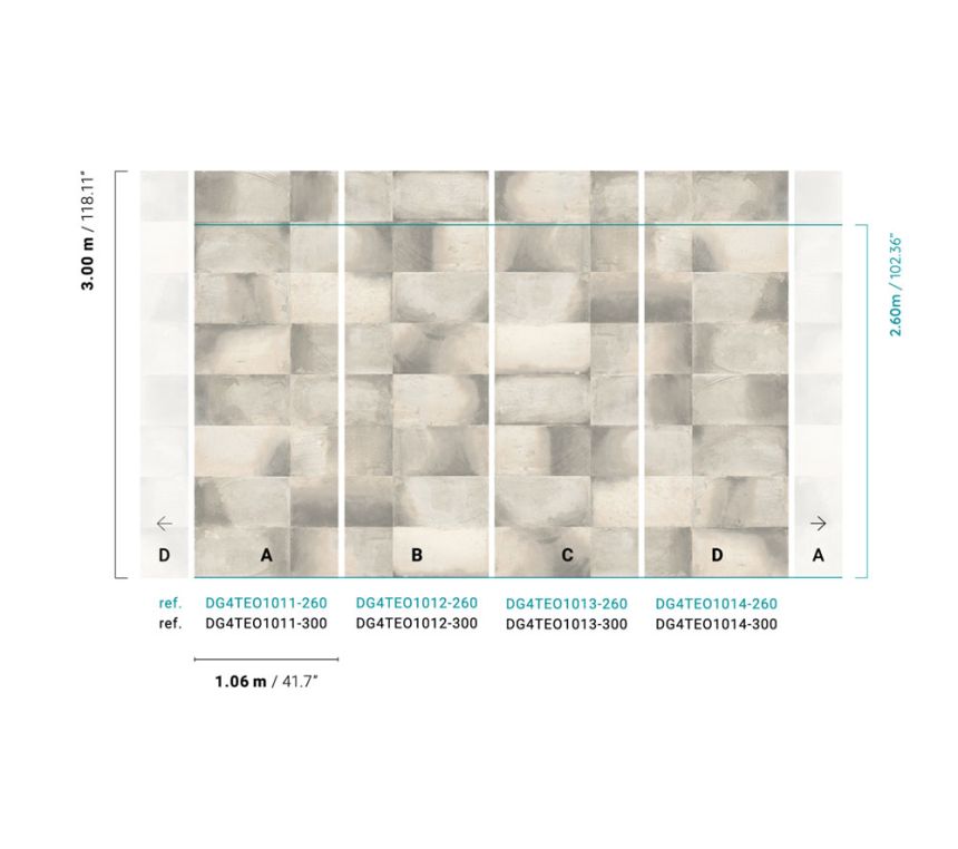 Vliesová fototapeta na zeď, imitace obkladu, DG4TEO1011-260, Wall Designs IV, Khroma by Masureel