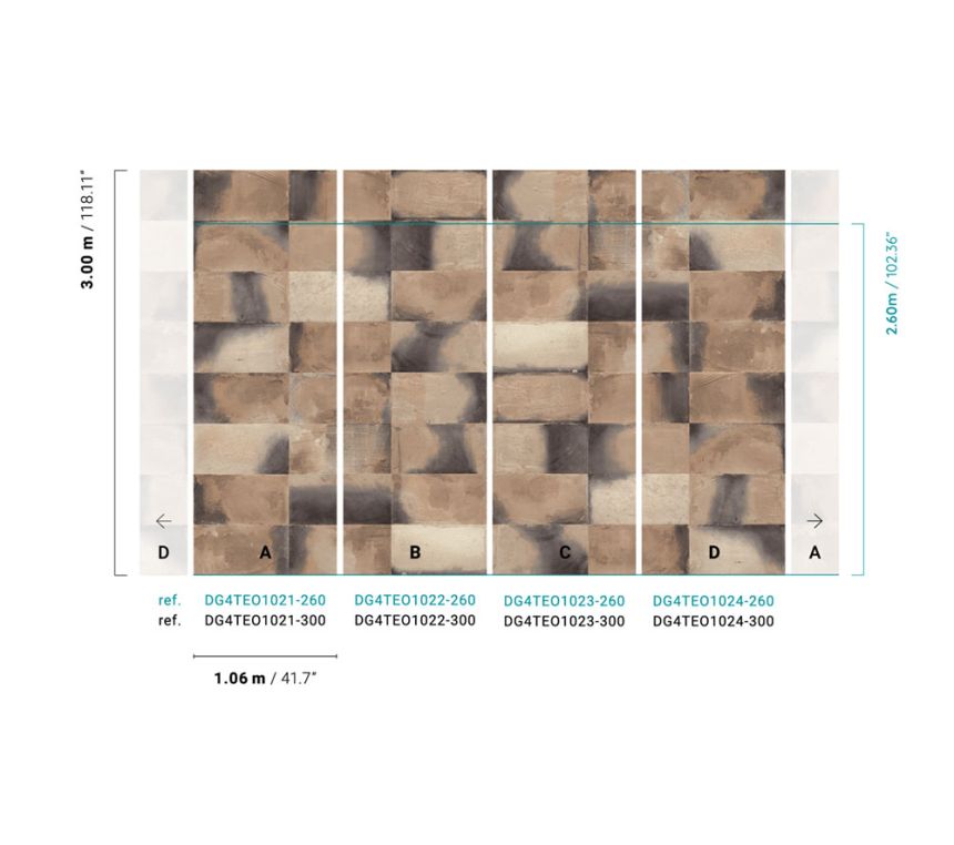 Vliesová fototapeta na zeď, imitace obkladu, DG4TEO1021-300, Wall Designs IV, Khroma by Masureel