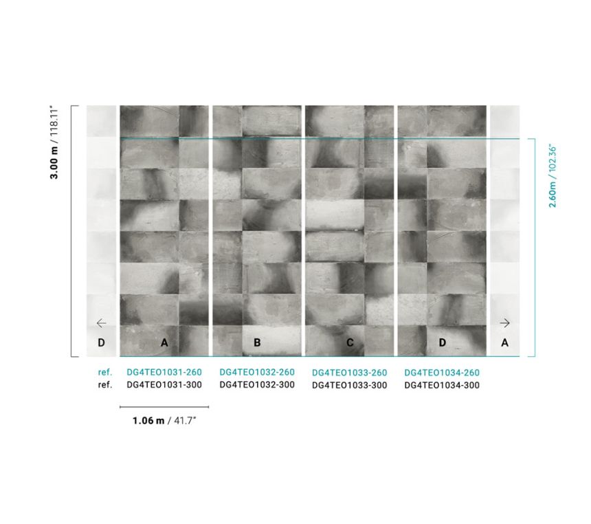 Vliesová fototapeta na zeď, imitace obkladu, DG4TEO1034-300, Wall Designs IV, Khroma by Masureel