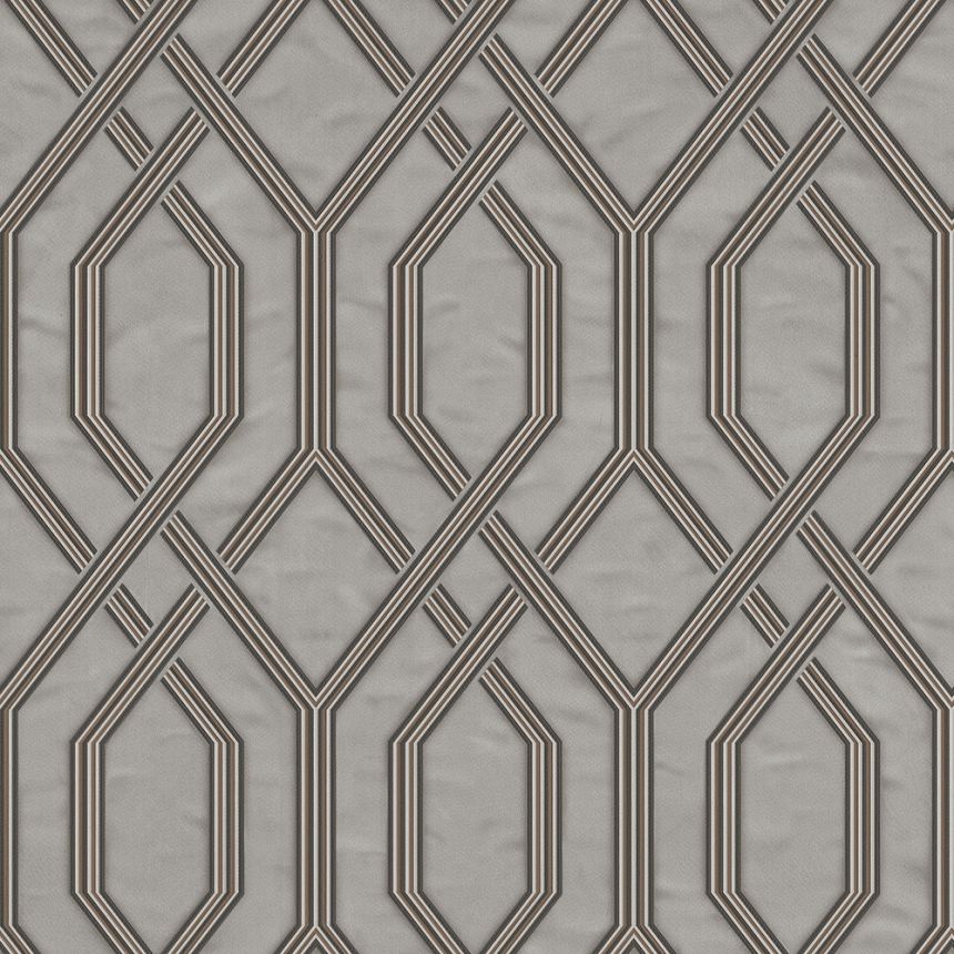 Geometrická vliesová tapeta na zeď, šedo-stříbrná, 1502-5, Vera, AdaWall