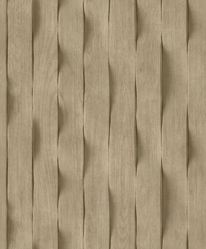 3D Vliesová tapeta na zeď, hnědá, imitace dřevěného obložení, lamely, M75608, Brut, Ugépa