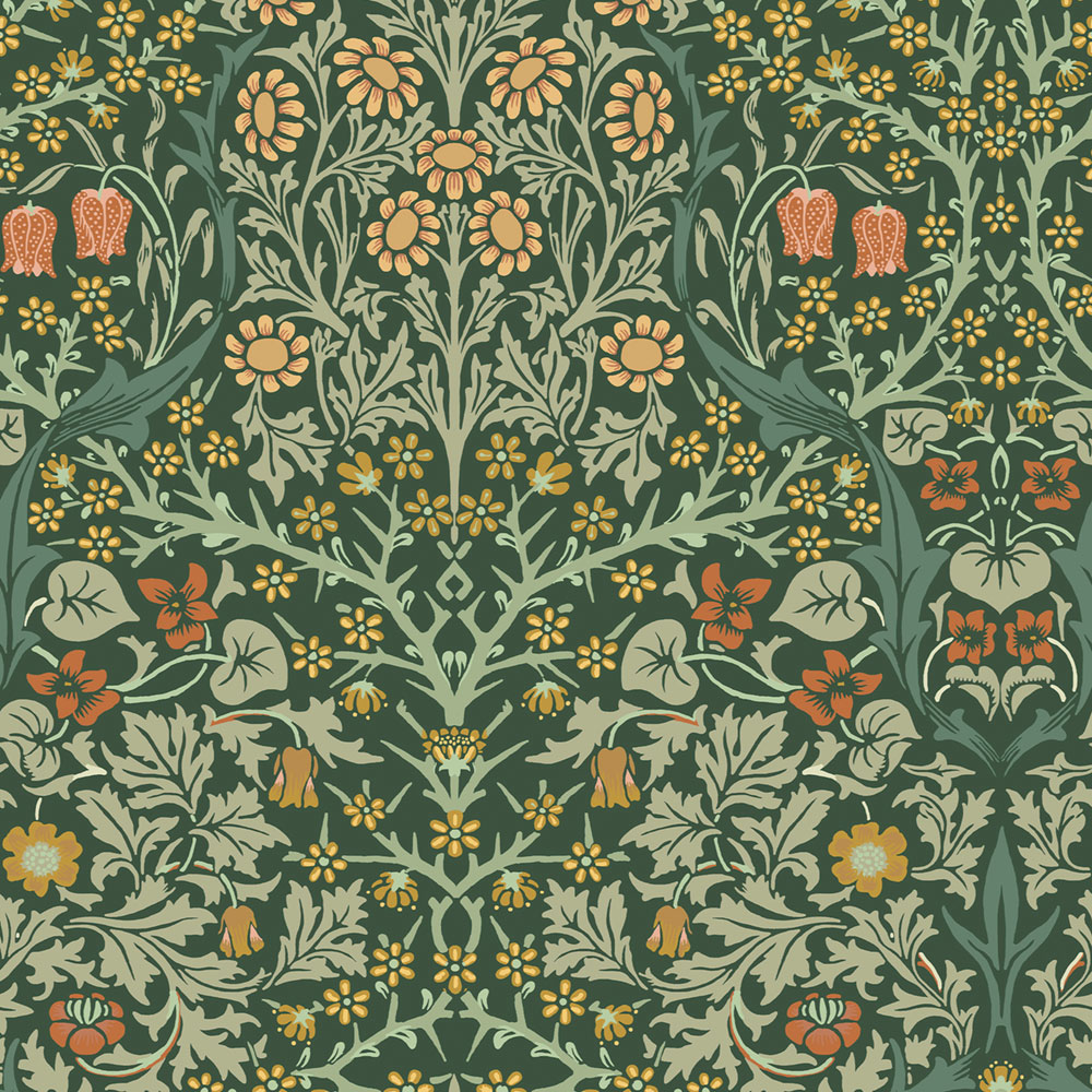 Vliesová tapeta na zeď, zelená, květiny, listy, 124252, William Morris At Home