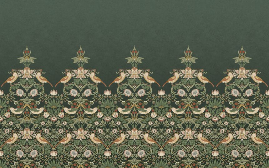 Vliesová obrazová tapeta na zeď, zelená, květiny, ptáci, 125310, William Morris At Home