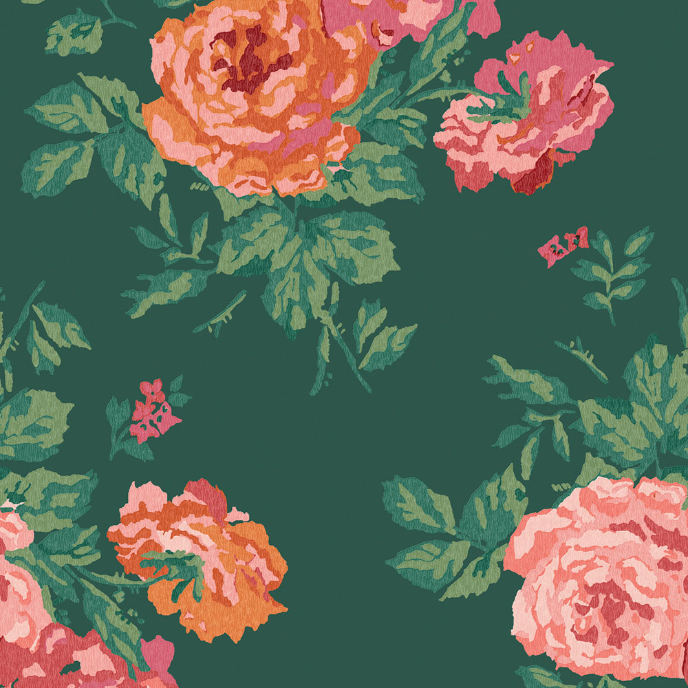 Vliesová tapeta na zeď, zelená, květiny, růže, 125496, Cath Kidstone
