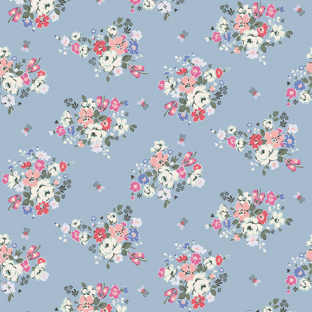 Vliesová tapeta na zeď, modrá, květiny, 125507, Cath Kidstone
