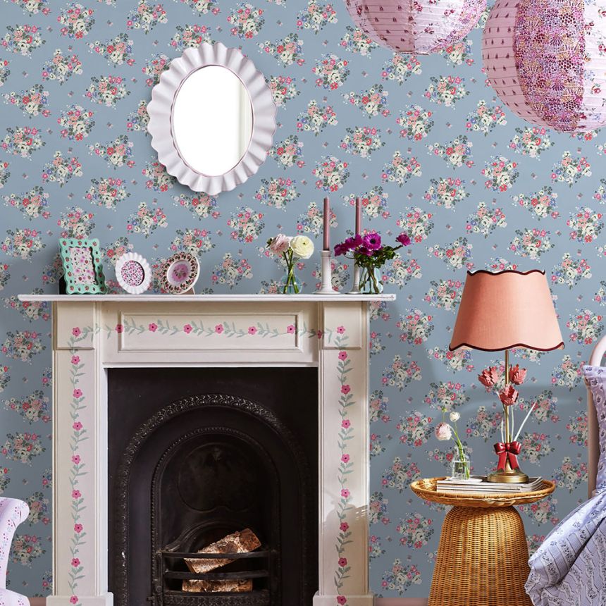 Vliesová tapeta na zeď, modrá, květiny, 125507, Cath Kidstone