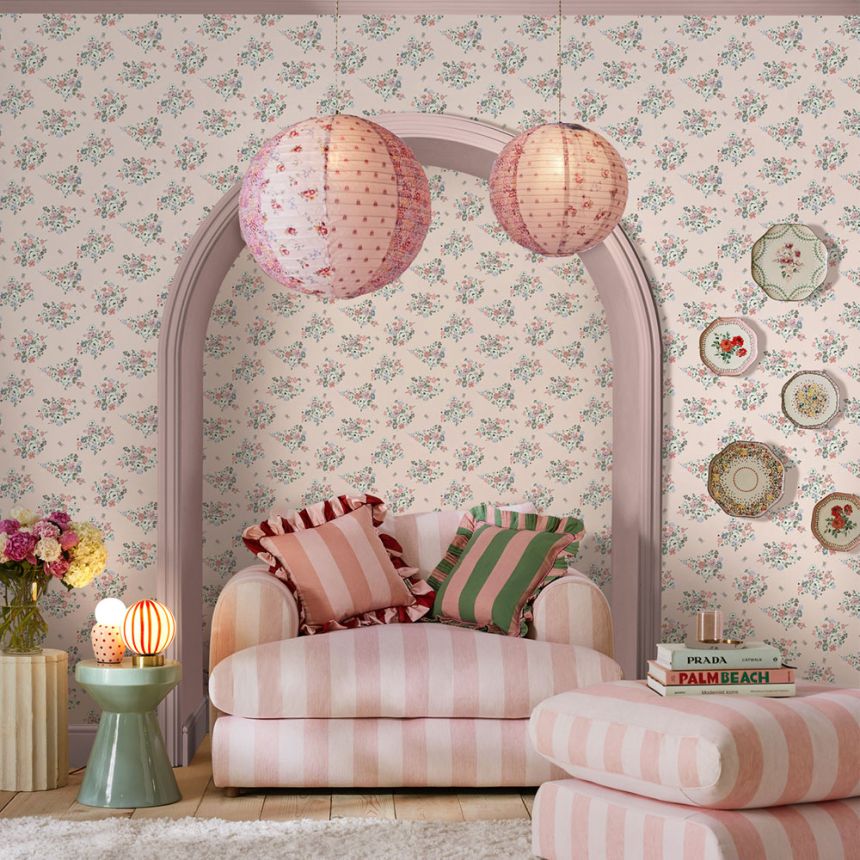 Vliesová tapeta na zeď, růžová, květiny, 125508, Cath Kidstone