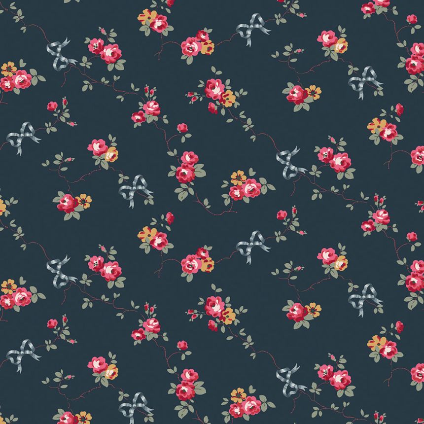 Vliesová tapeta na zeď, modrá, květiny, 125512, Cath Kidstone
