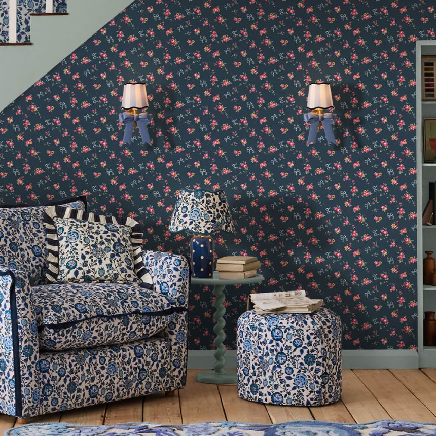 Vliesová tapeta na zeď, modrá, květiny, 125512, Cath Kidstone