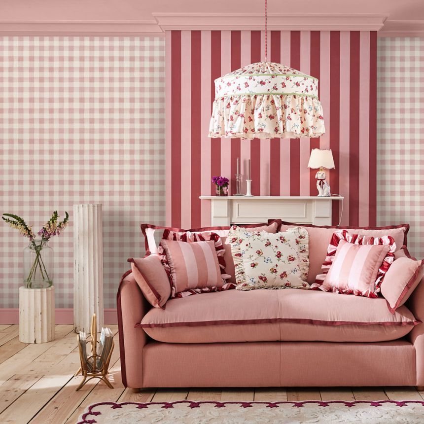 Vliesová tapeta na zeď, růžová, kostka, káro, 125515, Cath Kidstone
