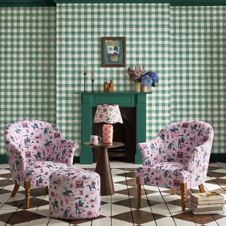 Vliesová tapeta na zeď, zelená, kostka, káro, 125516, Cath Kidstone