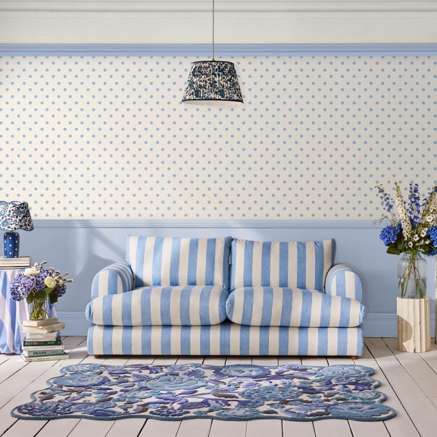 Vliesová tapeta na zeď, bílá, modrá, puntíky, 125522, Cath Kidstone