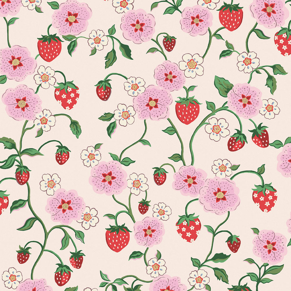 Vliesová tapeta na zeď, krémová, květiny, jahody, 125531, Cath Kidstone