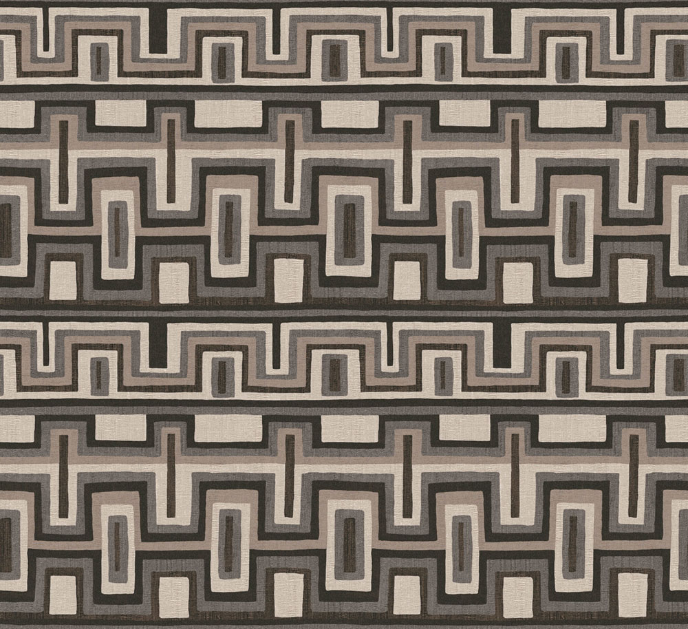 Geometrická vliesová tapeta na zeď, černo-šedá, etno, AMA003, Amani, Masureel