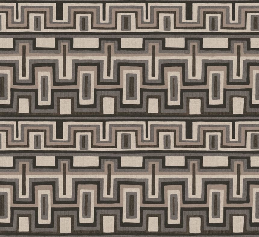 Geometrická vliesová tapeta na zeď, černo-šedá, etno, AMA003, Amani, Masureel