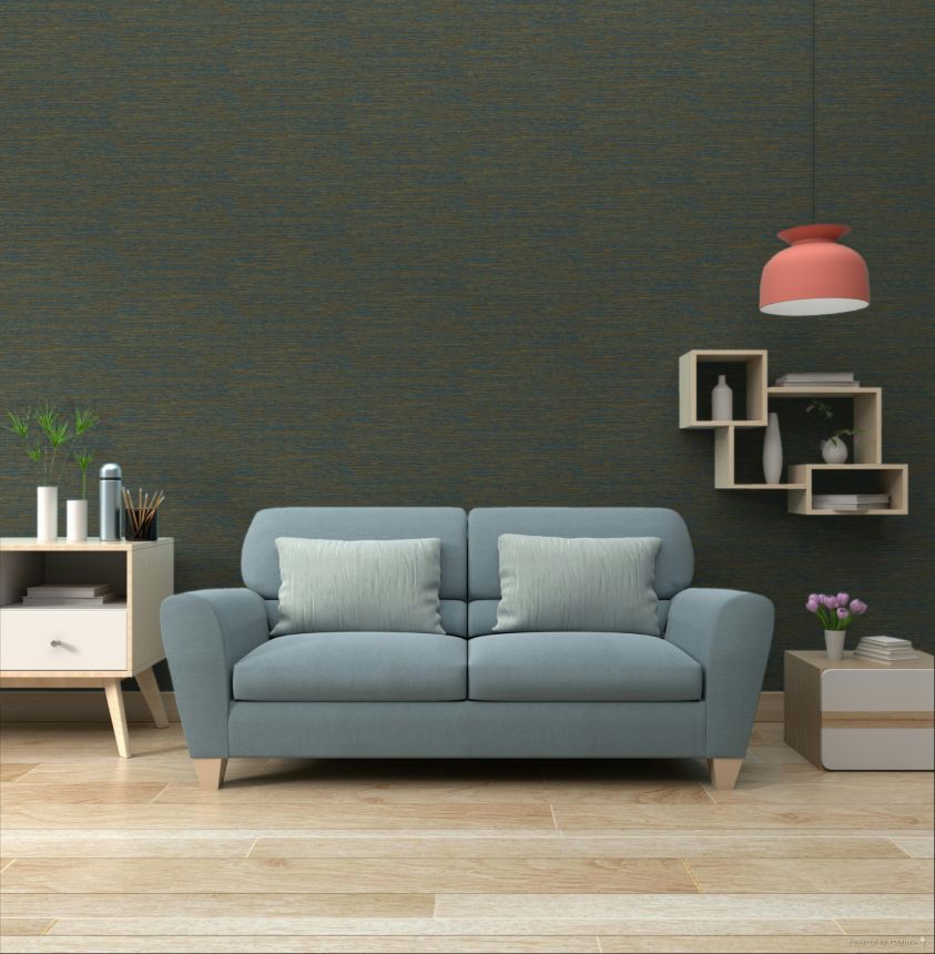 Vliesová tapeta na zeď, hnědo-tyrkysová, imitace látky, AMA308, Amani, The Colour Book II, Masureel