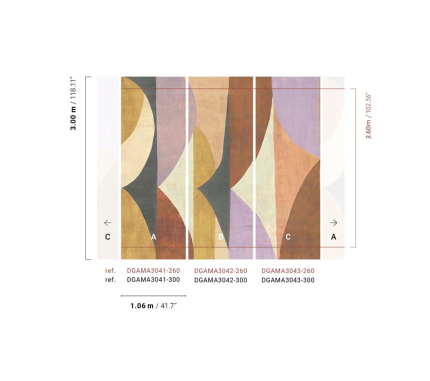 Geometrická vliesová obrazová tapeta na zeď, hnědo-fialová, DGAMA3041-260, Amani, Masureel