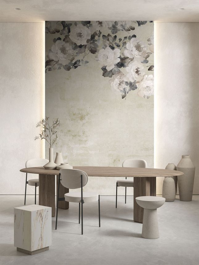 Vliesová obrazová tapeta na zeď, béžová, květiny, FW4023-1, Feature Walls, Decoprint