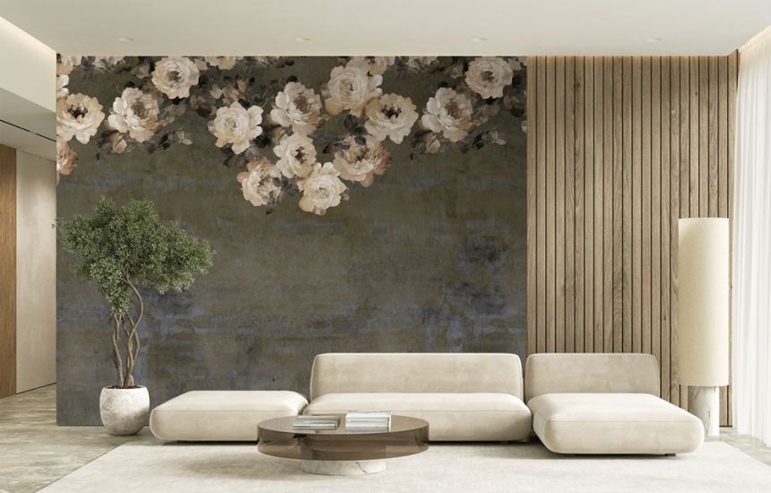 Vliesová obrazová tapeta na zeď, hnědá, květiny, FW4023-5, Feature Walls, Decoprint