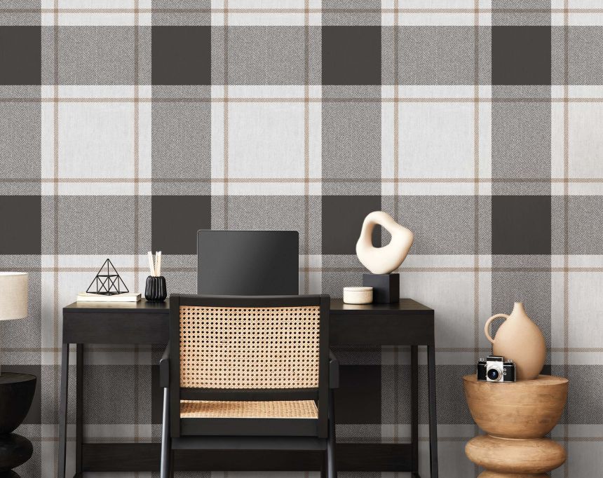 Vliesová tapeta na zeď, šedo-černá, imitace látky, 38409, Top Stripes, Parato by Cristiana Masi