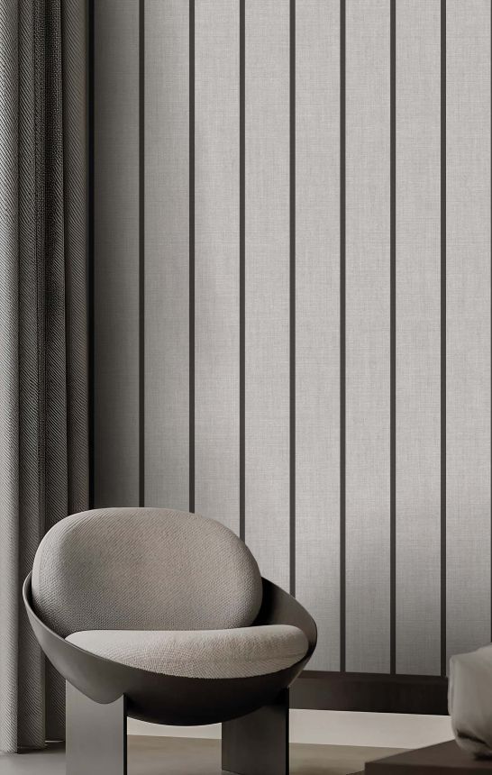 Vliesová tapeta na zeď, šedo-černá, imitace látky, pruhy, 38462, Top Stripes, Parato by Cristiana Masi