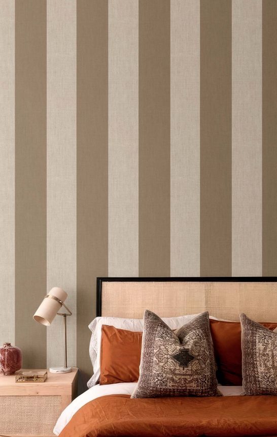 Vliesová tapeta na zeď, hnědá, imitace látky, pruhy, 38479, Top Stripes, Parato by Cristiana Masi