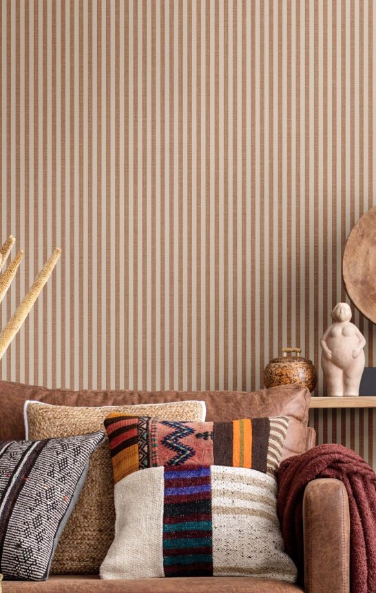 Vliesová tapeta na zeď, hnědá, imitace látky, pruhy, 38488, Top Stripes, Parato by Cristiana Masi