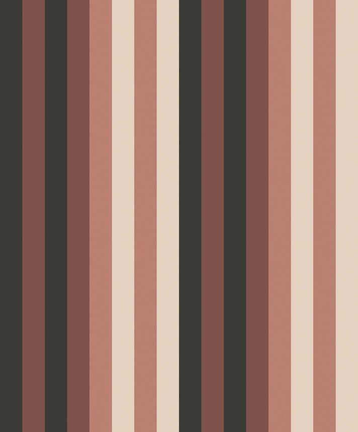 Vliesová tapeta na zeď, hnědo-béžová, geometrická, pruhy, ROM504, Romance, Masureel
