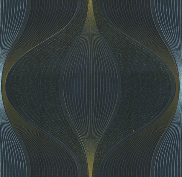 Luxusní geometrická vliesová tapeta na zeď, černo-zlatá, H66066, Geometry, Vavex