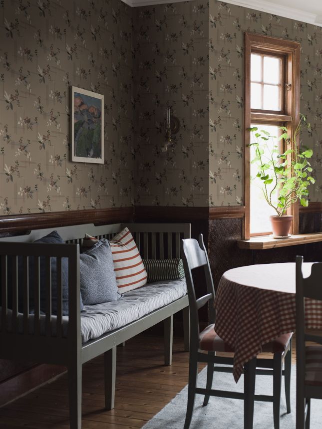 Vliesová tapeta na zeď, hnědá, květiny, 4173, Alla Tiders Hus, Borastapeter