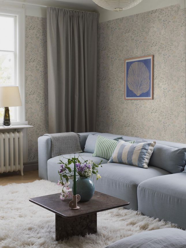 Vliesová tapeta na zeď, béžová, luční květiny, 4179, Alla Tiders Hus, Icons, Borastapeter