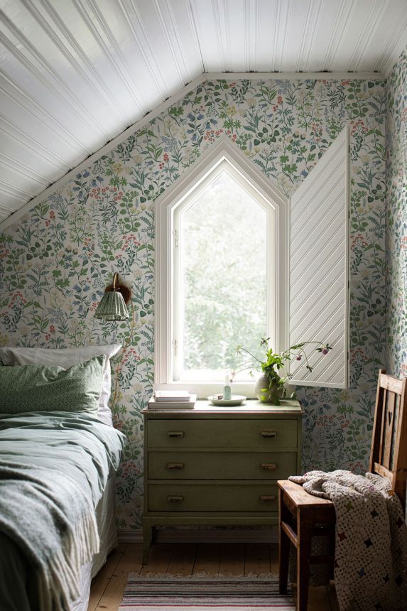 Vliesová tapeta na zeď, bílá, luční květiny, 4180, Alla Tiders Hus, Icons, Borastapeter