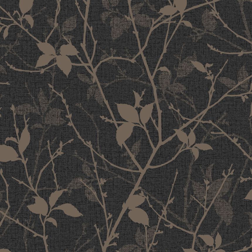 Vliesová tapeta na zeď, šedo-hnědá, listy, větvičky, 122432, Refine, Graham Brown Boutique