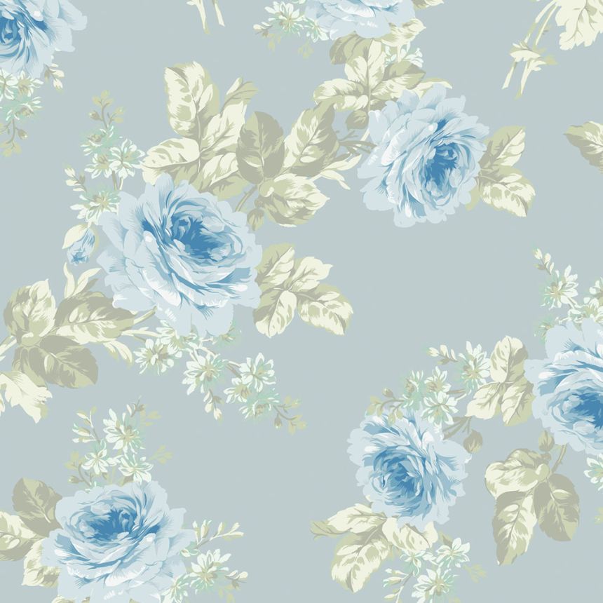 Vliesová tapeta na zeď, modro-zelená, květiny, 125112, Shabby Chic by Rachel Ashwell