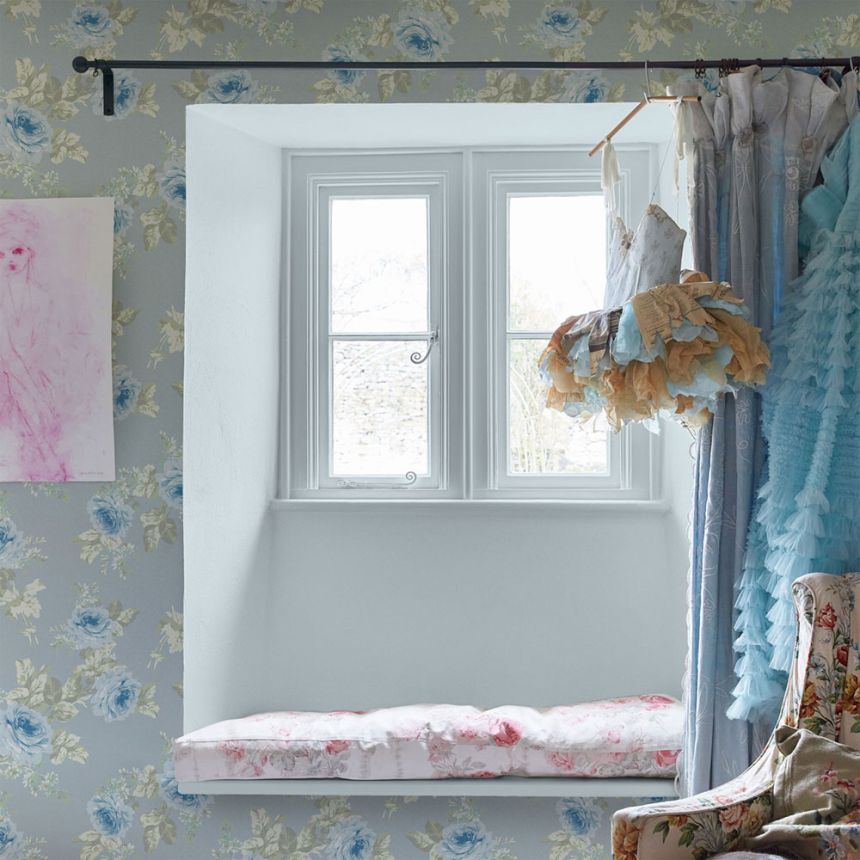 Vliesová tapeta na zeď, modro-zelená, květiny, 125112, Shabby Chic by Rachel Ashwell