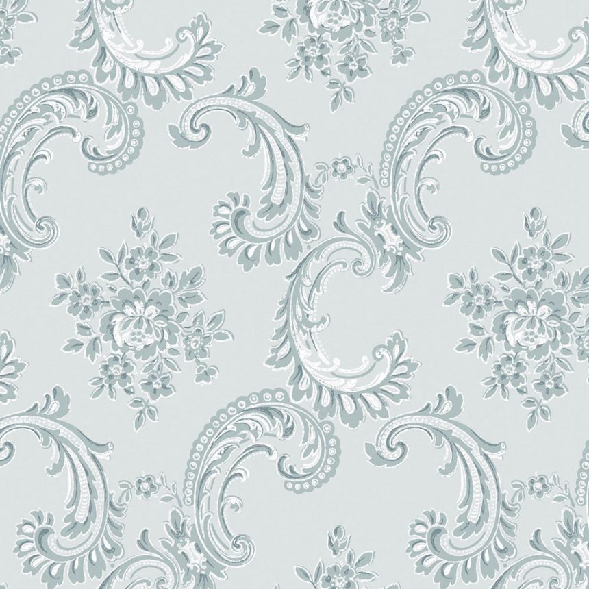 Vliesová tapeta na zeď, modrá, zámecká, ornamenty, 125114, Shabby Chic by Rachel Ashwell