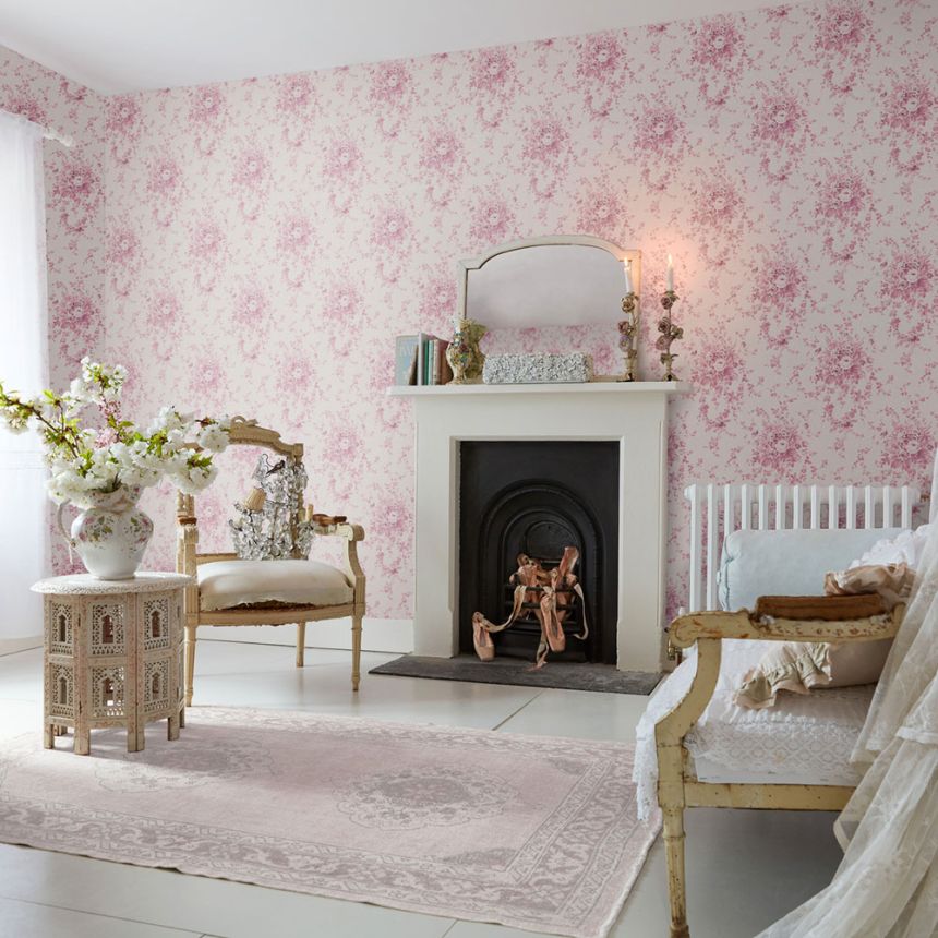 Vliesová tapeta na zeď, růžová, květiny, 125126, Shabby Chic by Rachel Ashwell