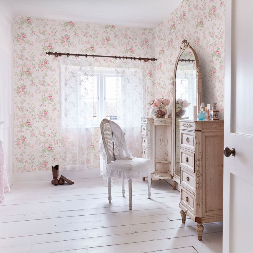 Vliesová tapeta na zeď, krémová, květiny, 125132, Shabby Chic by Rachel Ashwell