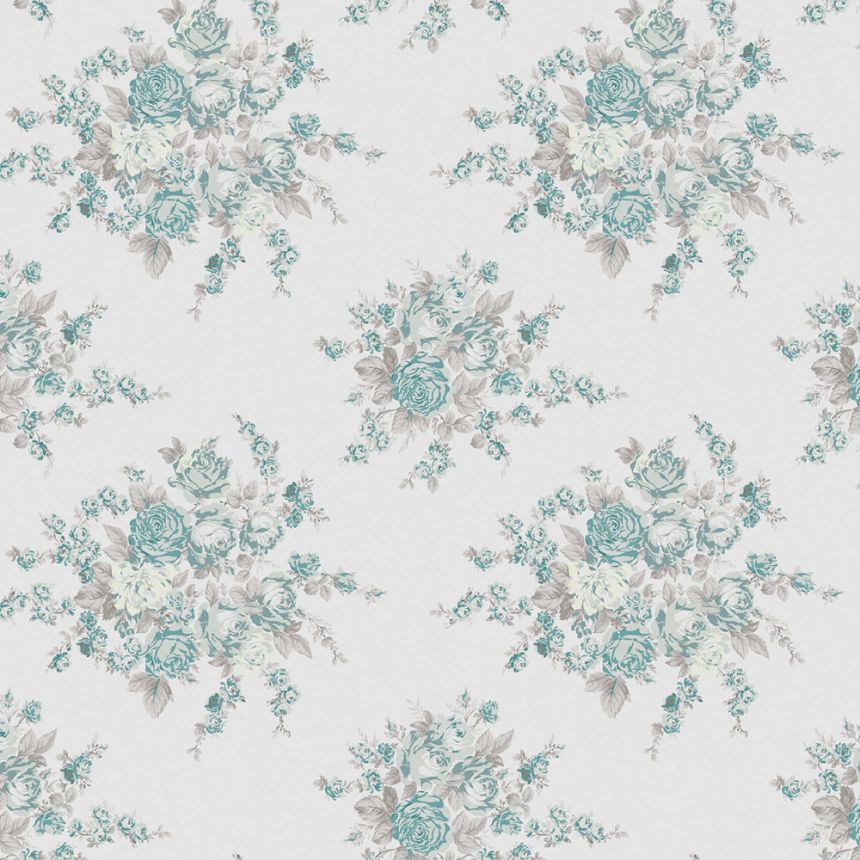 Vliesová tapeta na zeď, šedo-zelená, květiny, 125134, Shabby Chic by Rachel Ashwell