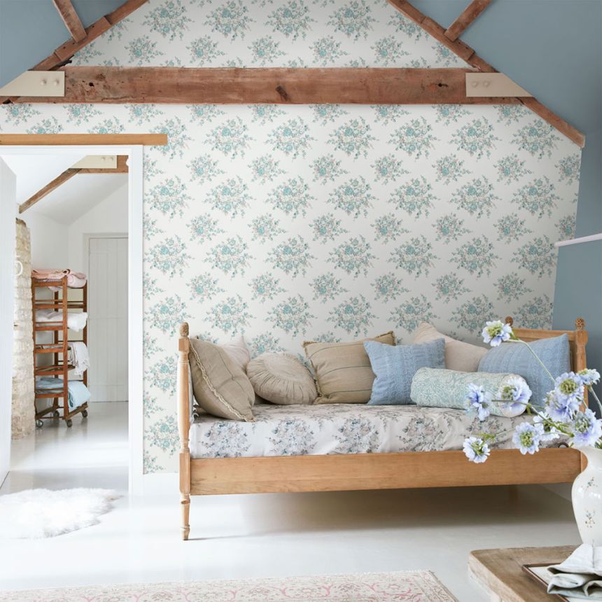 Vliesová tapeta na zeď, šedo-zelená, květiny, 125134, Shabby Chic by Rachel Ashwell