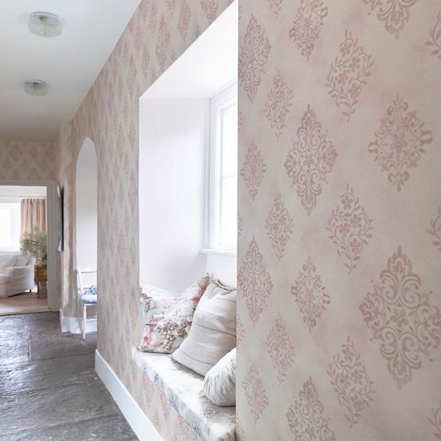 Vliesová tapeta na zeď, růžová, zámecká, ornamenty, 125136, Shabby Chic by Rachel Ashwell
