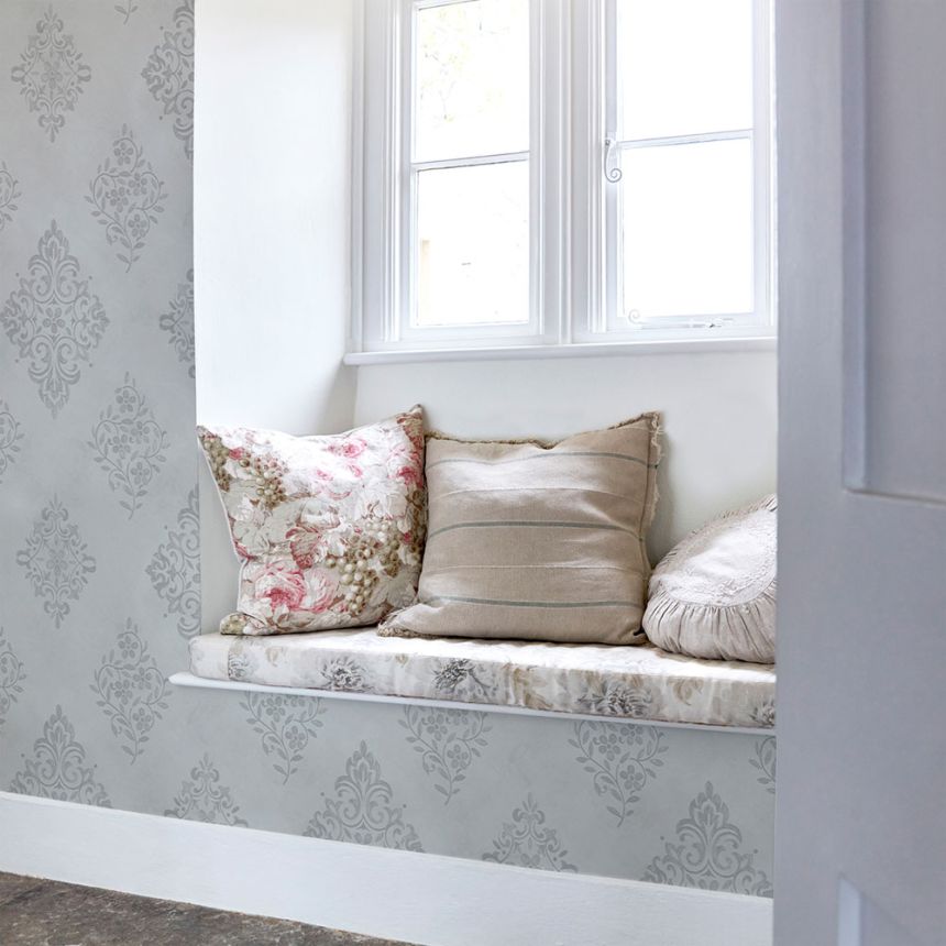 Vliesová tapeta na zeď, modrá, zámecká, ornamenty, 125137, Shabby Chic by Rachel Ashwell
