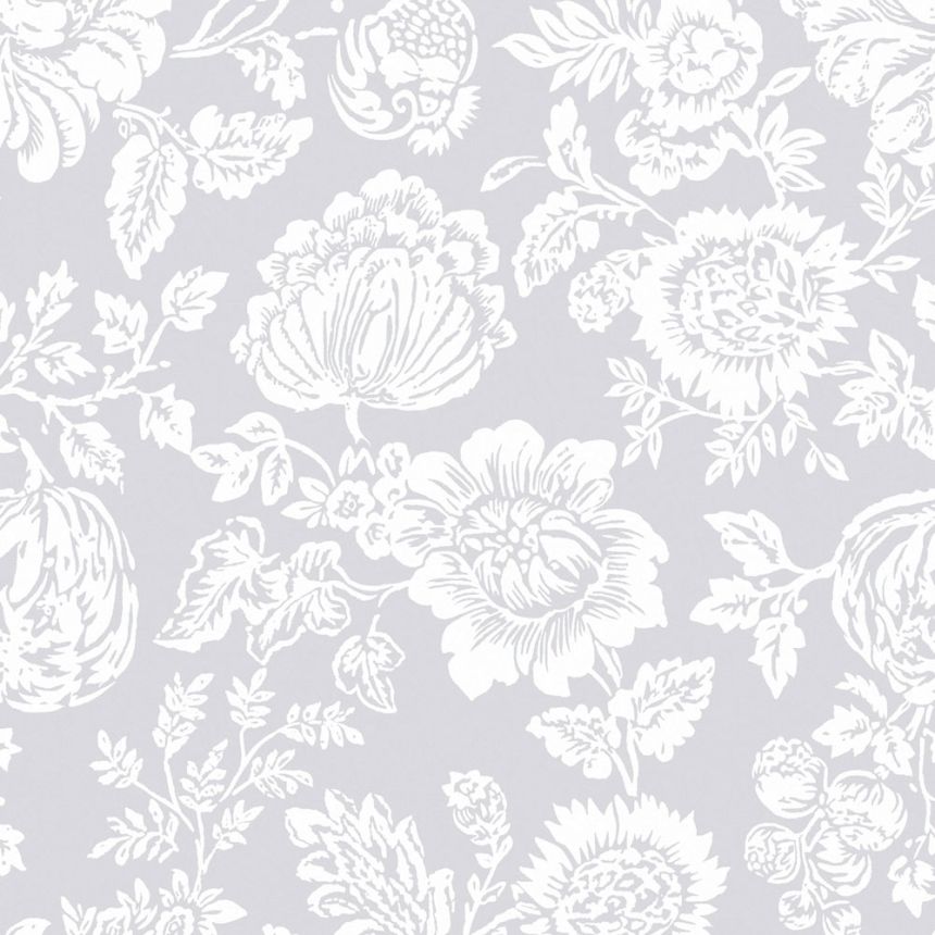 Vliesová tapeta na zeď, šedá, květiny, 125139, Shabby Chic by Rachel Ashwell